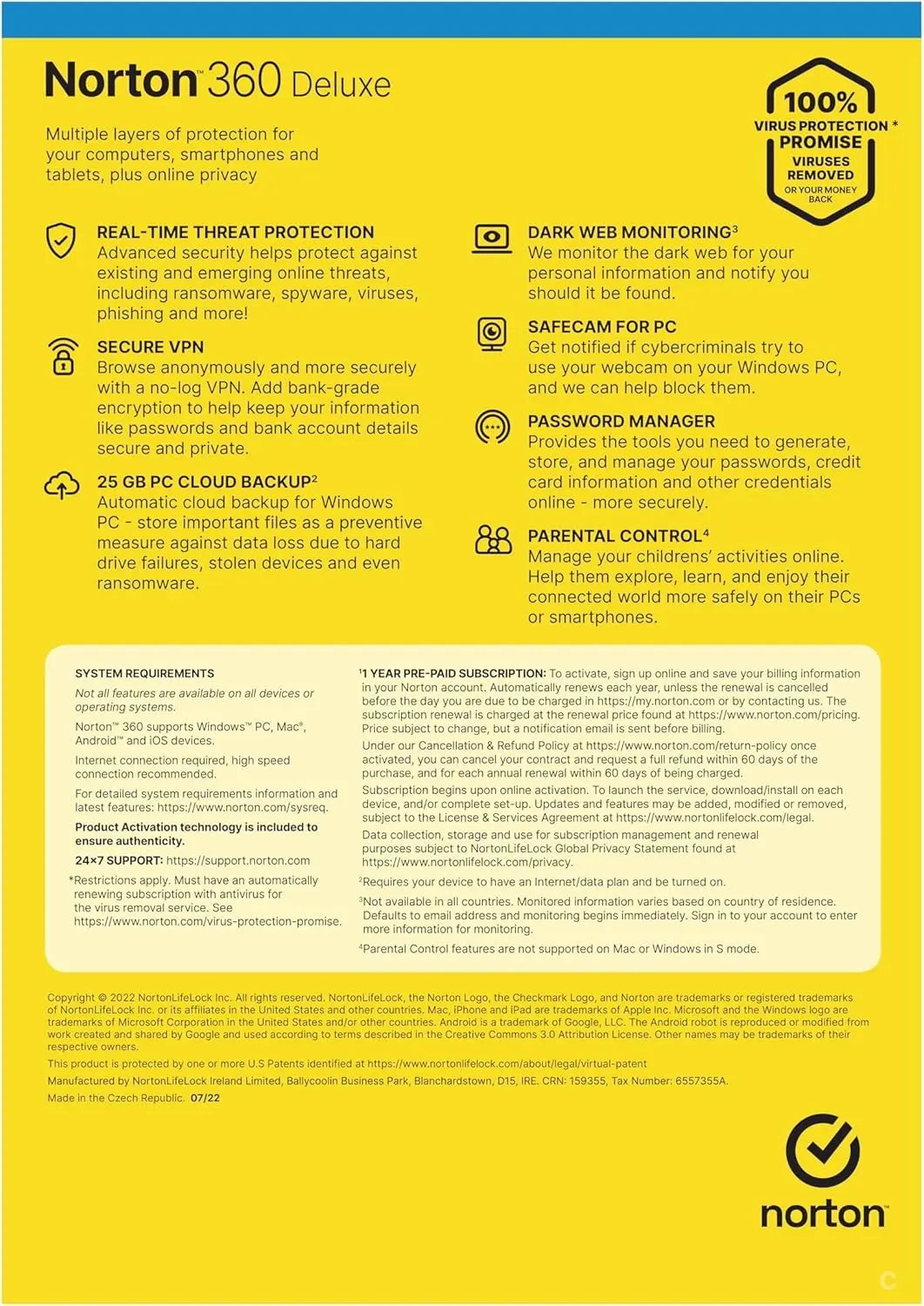 Norton 360 Deluxe 2025, Antivirus software for 3 Devices and 1-year subscription with automatic renewal, Includes Secure VPN and Password Manager, PC/Mac/iOS/Android, Activation Code by Post NexGen Tech Uk